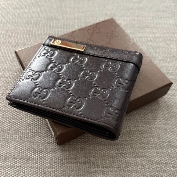 New Gucci Bifold Brown Guccissima Leather Wallet Bifold